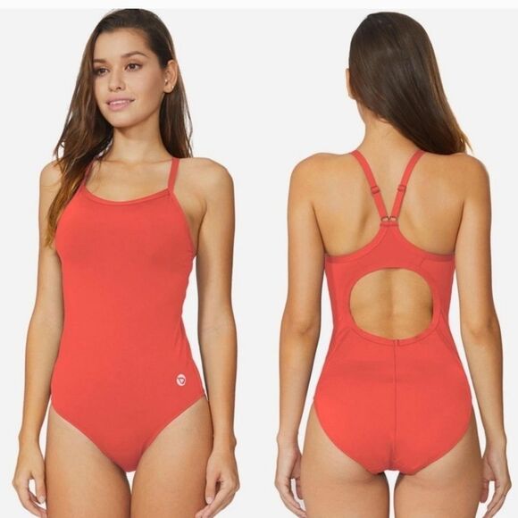 BALEAF Women's Athletic Training One Piece Swimsuit Swimwear coral 34 (Small) - Picture 1 of 8